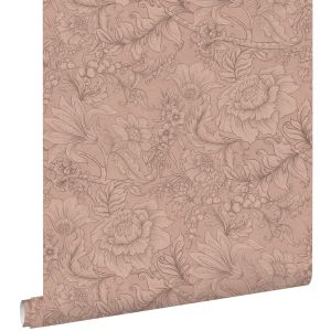 Estahome papel de parede padrão floral rosa terracota - 50 x 900 cm