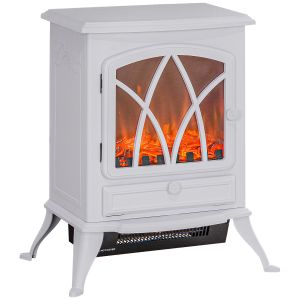 Lareira elétrica plástico, ferro e vidro color blanco 45x28,5x54 cm Homcom