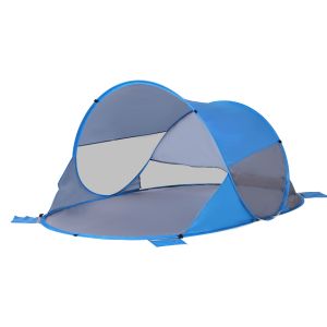 Tenda de praia poliéster e fibra de vidro color azul 200x120x90 cm Outsunny