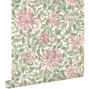 Estahome papel de parede flores verdeecor-de-rosa - 50 x 900 cm - 131029