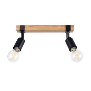 Lámpara de techo zuca 2 madera negra acero/madera 38x14x15cm