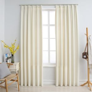 Cortinas blackout com ganchos 2 pcs 140x245 cm veludo cor creme pt2340