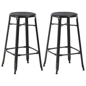 vidaXL taburetes de cocina 2 unidades de acero negro