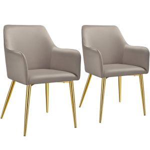 Conjunto de 2 cadeira com braços avane, aspeto de veludo, almofadada, cinza