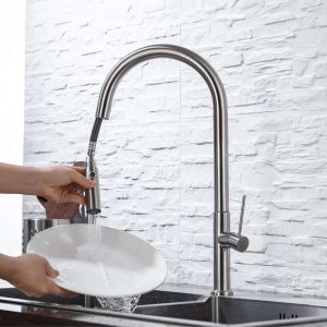 Torneira misturador de cozinha extraível sky bath níquel escovado