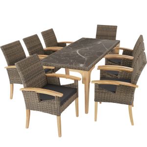 Mesa foggia rattan com 8 cadeiras rosarno