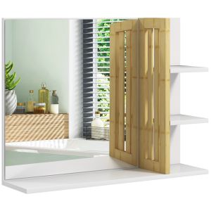 Espelho de parede bambu, mdf, espelho color blanco 45x15x58,5 cm Homcom