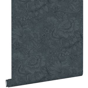 Estahome papel de parede padrão floral azul escuro - 50 x 900 cm - 139792