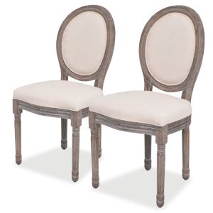 Cadeiras de jantar 2 pcs tecido cor creme ewg3860
