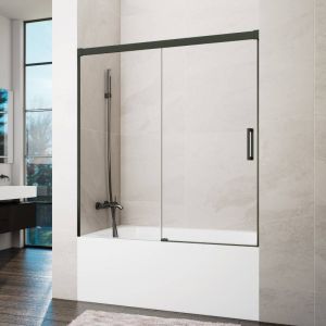 Resguardo banheira frontal+deslizante basic 155-160cm transparente titânio
