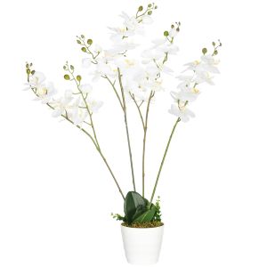 Planta artificial pe color blanco ø16,5x75 cm Homcom, casa - decoração