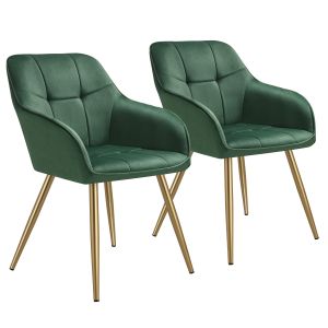 Conjunto de 2 cadeira marilyn, aspeto de veludo, acolchoado, verde escuro/d