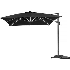 Guarda-sol de jardim offset LED de alumínio "sun 3 luxe" 3 x 3 m - preto