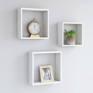 Prateleiras de parede em forma de cubo 3 pcs mdf branco