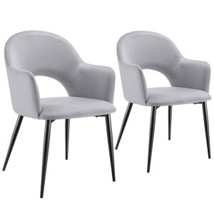 Conjunto de 2 cadeira de jantar sachel, aspecto veludo, estofada, 120 kg, c