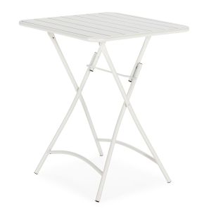 Mesa dobrável de metal perla para jardim em branco 60x60 cm