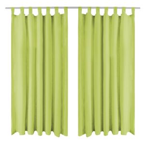 Cortinas de cetim com presilhas 2 pcs 140x245 cm verde pt6054