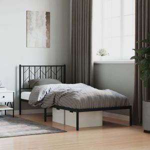 Cama com cabeceira 90x190 cm metal preto