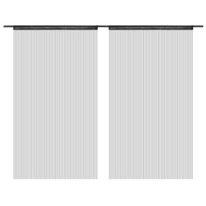 Cortinas de fios 2 pcs 100x250 cm preto pt8049