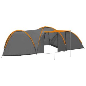 vidaXL tienda de campaña iglú 8 personas gris y naranja 650x240x190 cm