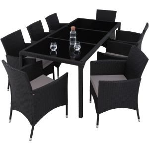 Conjunto de rattan 8+1 almansa, preto
