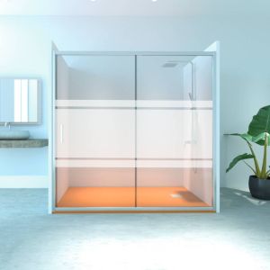 Box de chuveiro fixo + deslizante montana prata decorado 120-125cm