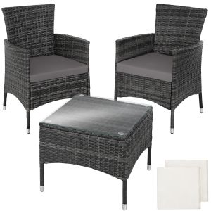 Conjunto de rattan luzern 2+1 com capas em duas cores, cinzento
