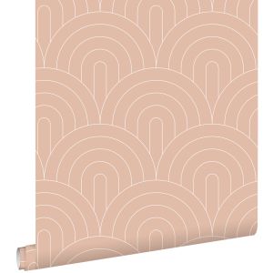 Estahome papel de parede motivo art deco rosa pêssego - 0,53 x 10,05 m