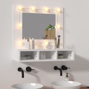 Armário espelhado com luzes LED 60x31,5x62 cm branco pt5557