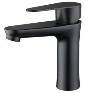 Grifo lavabo negro caño bajo essentials coal grifers