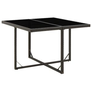 Mesa de jardim 109x107x74 cm vime pe e vidro preto