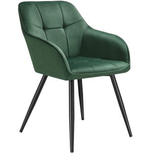 Por peça cadeira marilyn, aspeto de veludo, acolchoada, verde escuro/preto