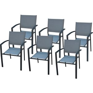 Conjunto de 6 cadeiras de jardim em alumínio "lyraya" - antracite