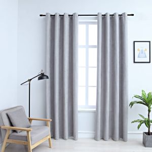 Cortinas blackout c/ argolas em metal 2 pcs 140x175 cm cinzento pt2361