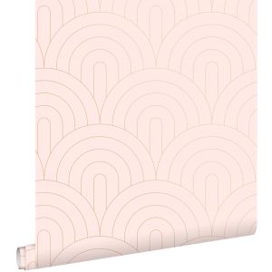 Estahome papel de parede motivo art deco rosa suaveeouro rosa