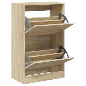 vidaXL zapatero de madera de ingeniería roble sonoma 60x34x96,5 cm