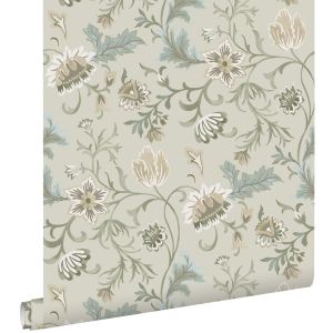 Estahome papel de parede flores vintage bege areia - 0.53 x 10.05 m