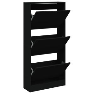vidaXL zapatero de madera de ingeniería negro 60x21x125,5 cm