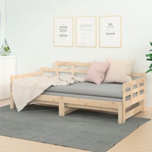 Sofá-cama de puxar 2x(90x190) cm madeira pinho maciço