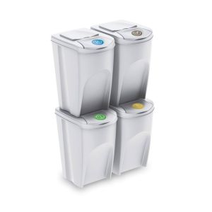 Well home conjunto de 4 lixeiras - lixeira de reciclagem, branco, 4x35l