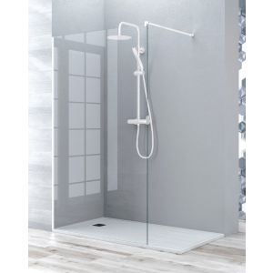 Ecrã de duche fixo painel de duche | transparente 80cm branco mate