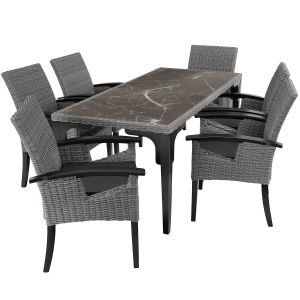 Mesa de rattan foggia com 6 cadeiras rosarno