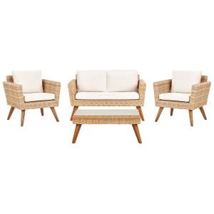 Conjunto lounge vittoria ratan sintético branco creme