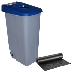 Well home contentor aberto 110l azul h.88cm + 10 sacos de lixo 120l