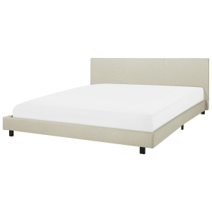 Cama de casal em tecido creme 180 x 200 cm albi