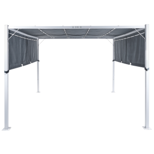 Pérgola de jardim com luzes LED 310 x 310 cm cinzento parga