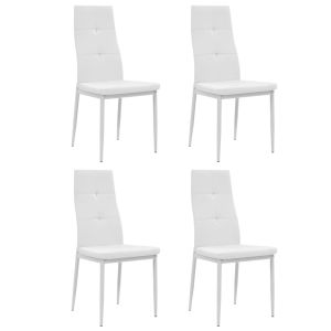 Cadeiras de jantar 4 pcs couro artificial branco ewg8038