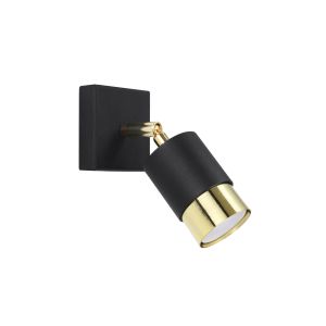 Lámpara de pared nero 1 oro negro acero 8x16x17.5cm