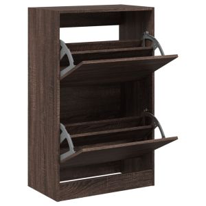 vidaXL zapatero de madera de ingeniería marrón roble 60x34x96,5 cm
