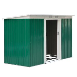 Abrigo armazenamento aço galvanizado e pp color verde 280x130x172 cm